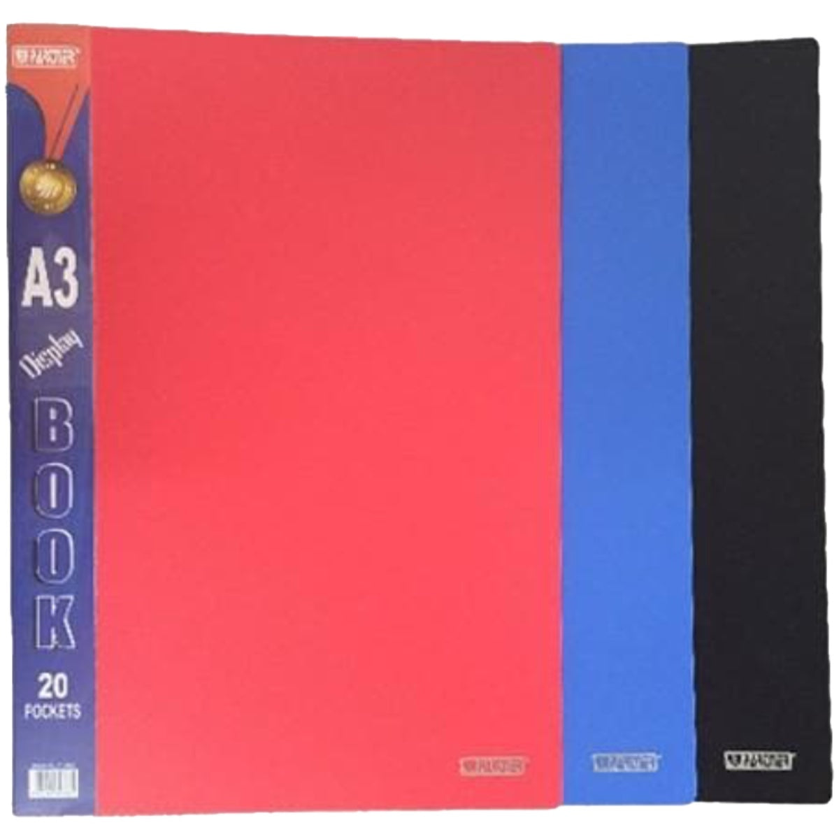 Partner Clear Book A3, 20 Pockets, Assorted Colors