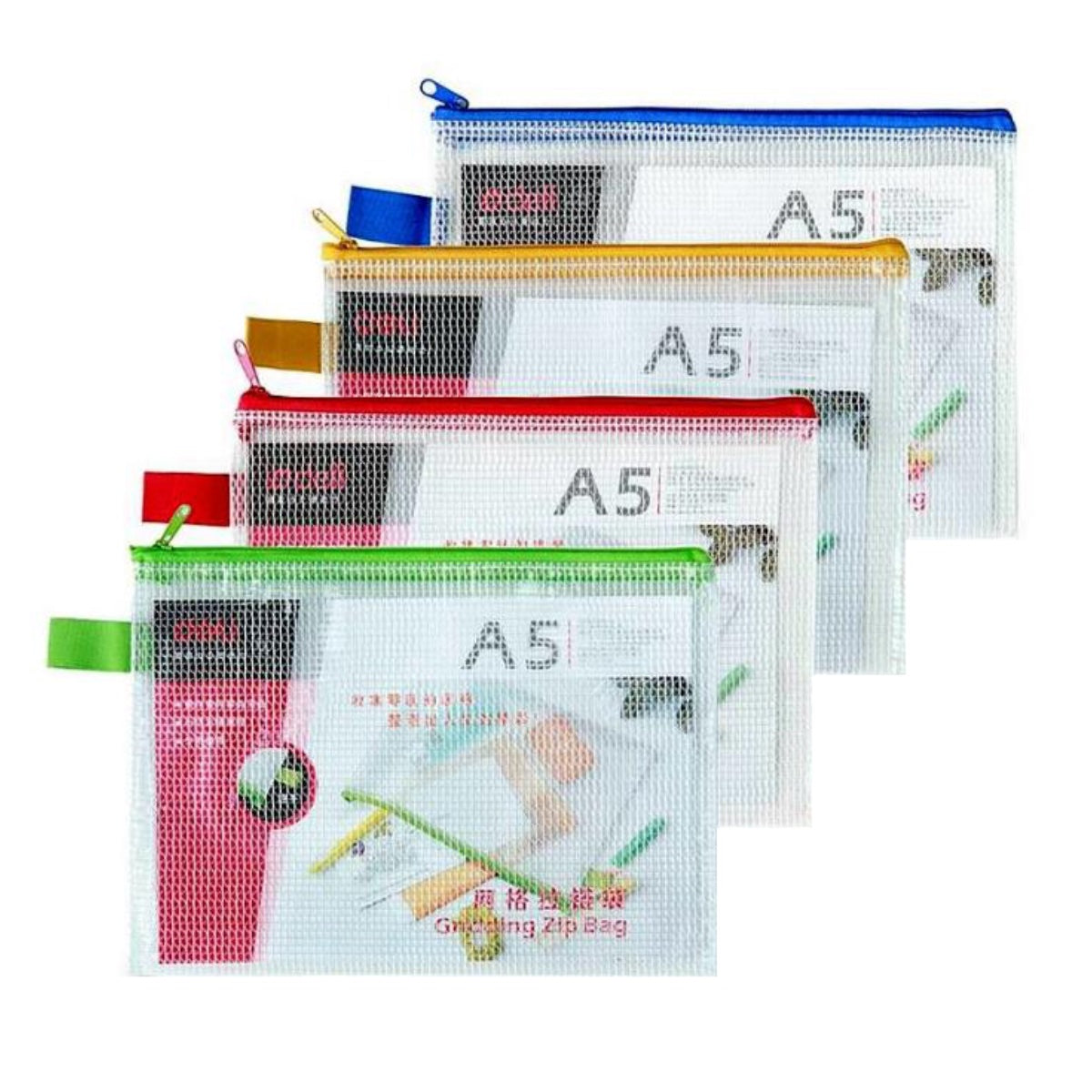 deli Gridding Zip Bag, A5, Assorted Colors