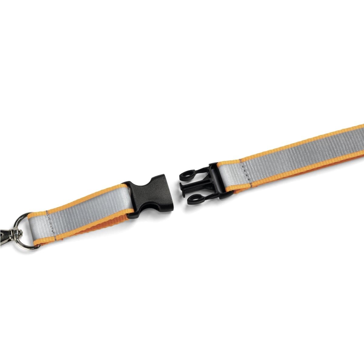 Durable Reflective Textile Lanyard 20 mm, Orange/Silver