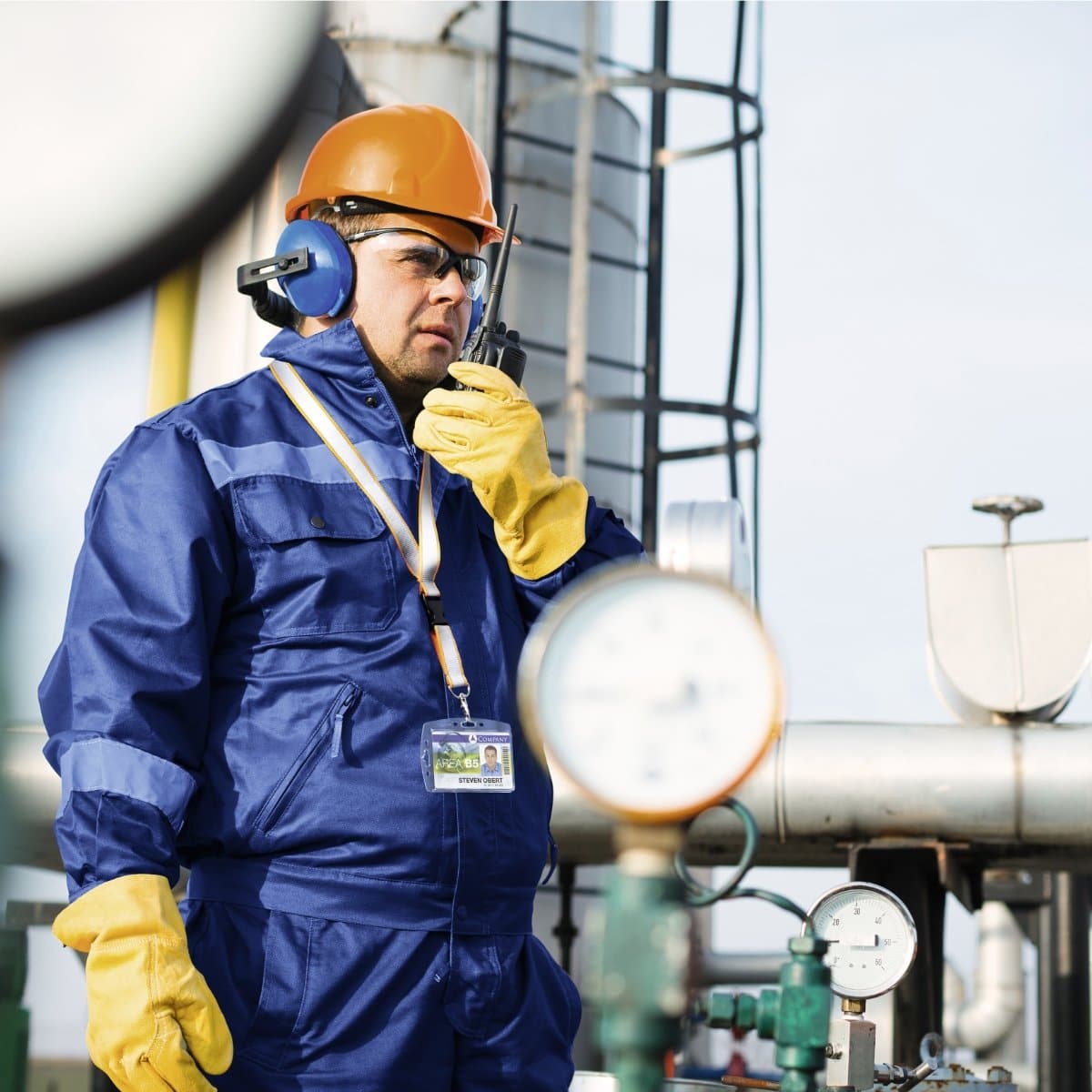 Durable Reflective Textile Lanyard 20 mm, Orange/Silver