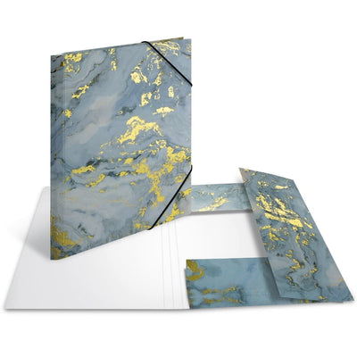 Herma SPARKLING MARBLE Folder A4 with elastic fastener, Blue/Gold