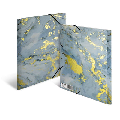 Herma SPARKLING MARBLE Folder A4 with elastic fastener, Blue/Gold