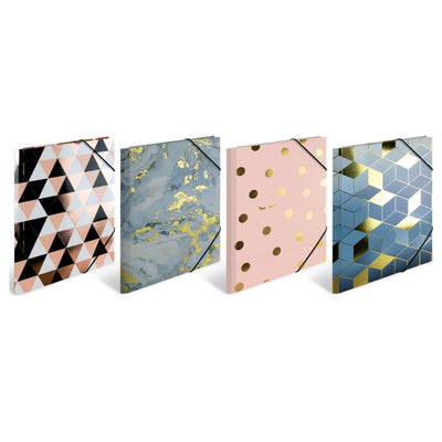 Herma SPARKLING MARBLE Folder A4 with elastic fastener, Blue/Gold