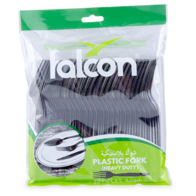 Falconpack Premium Plastic Fork, Large, Heavy Duty, 50/pack, Black