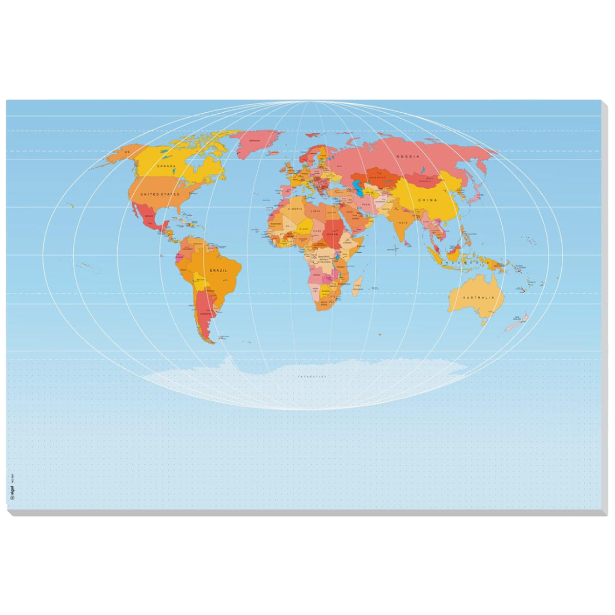 Sigel Paper Desk Pad WORLD, 595 x 410 mm, 30sheets/pad, Blue
