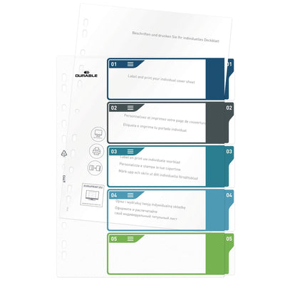 Durable Divider Colored A4+, made of PP, printable, 5 Tabs