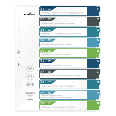 Durable Divider Colored A4+, made of PP, printable, 10 Tabs