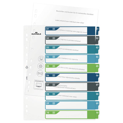 Durable Divider Colored A4+, made of PP, printable, 10 Tabs