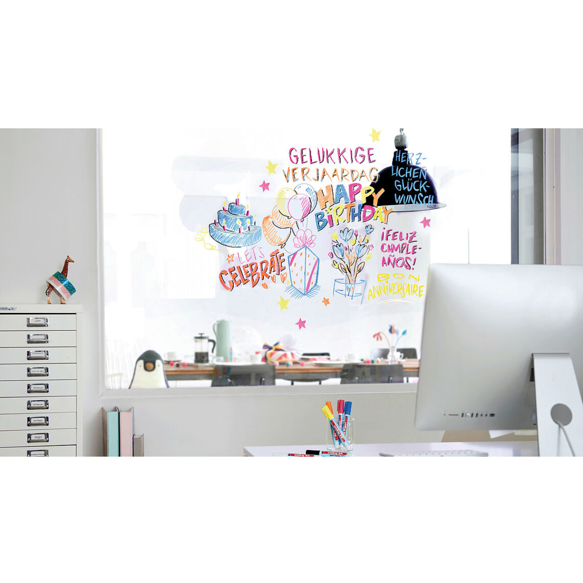 edding 95 Glassboard Marker, 1.5-3mm Bullet Tip, Black