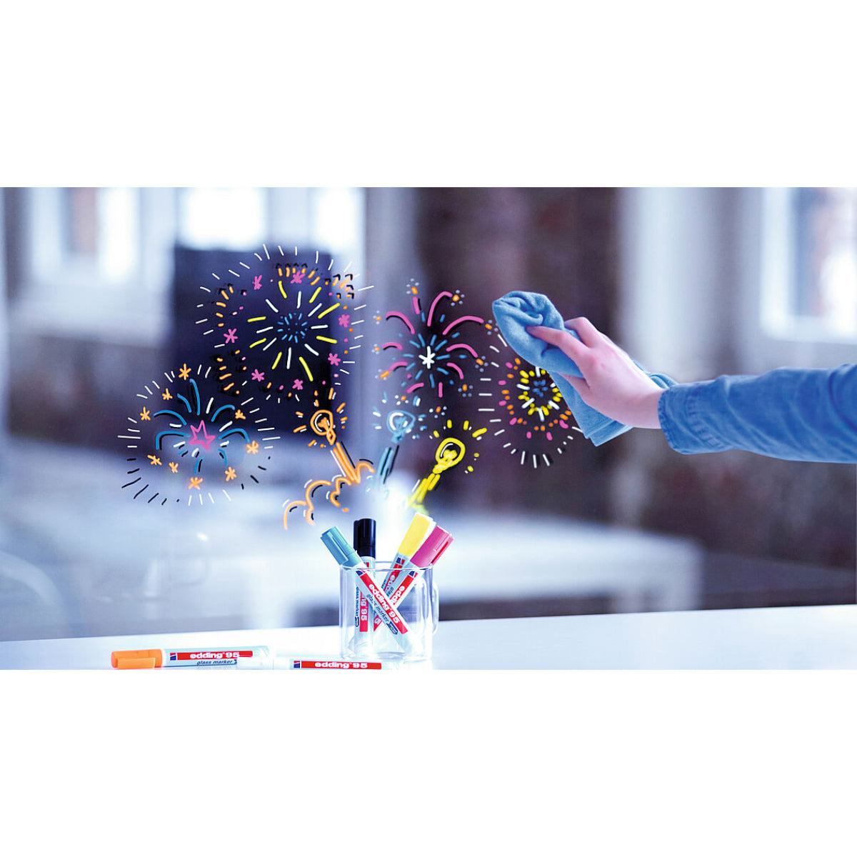 edding 95 Glassboard Marker, 1.5-3mm Bullet Tip, Black