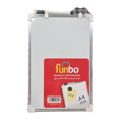 Funbo Double Sided Magnetic White Board with Pen, Aluminum Frame