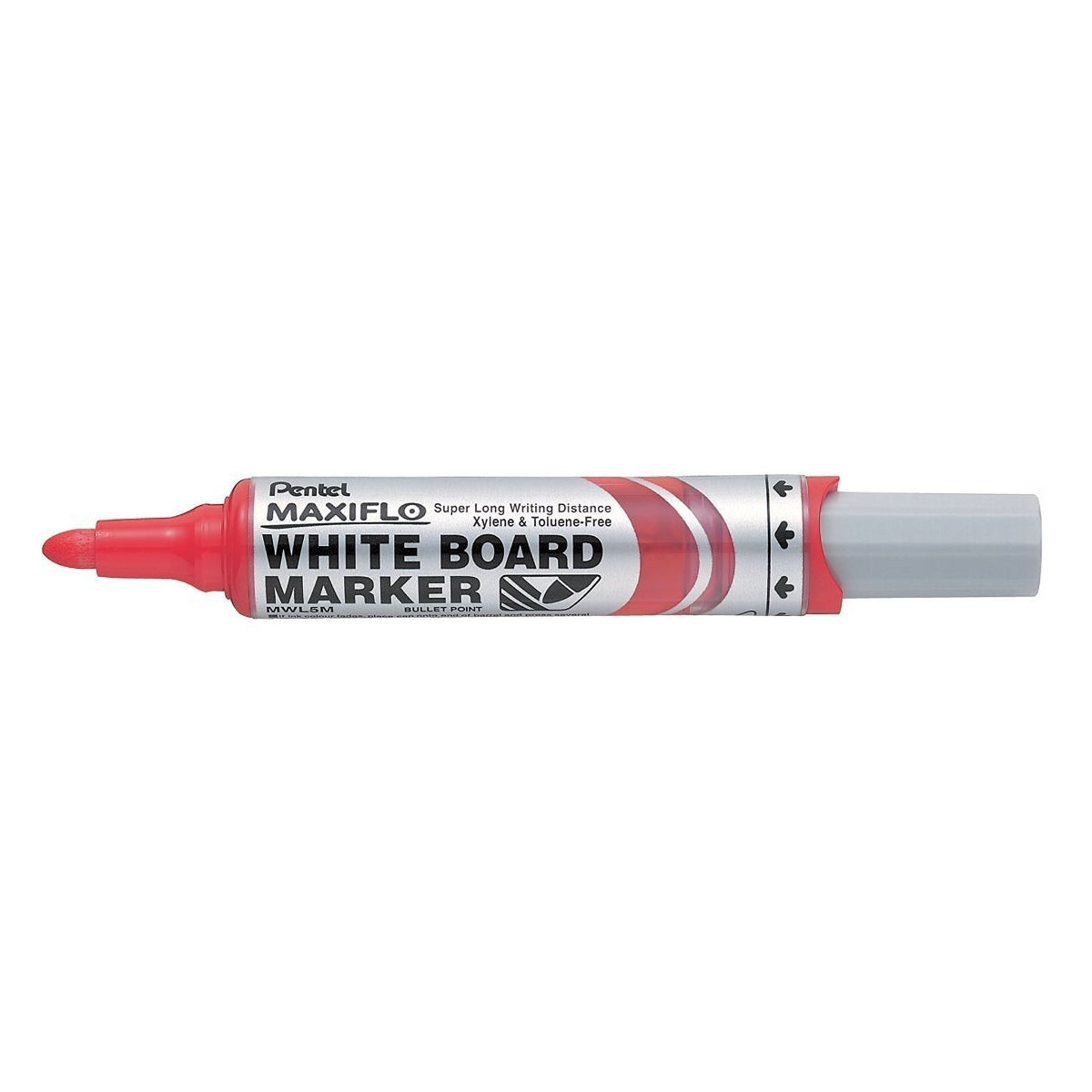 Pentel Maxiflo White Board Marker, Bullet Point 2.5mm, 12/box, Red