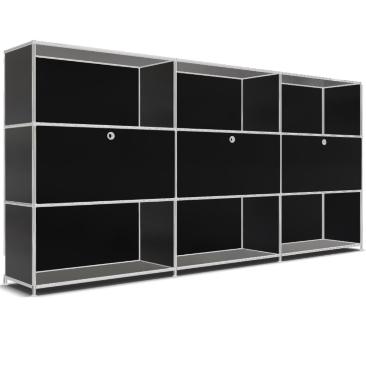 System4 Roomdivider with Hatches, 228 x 118 x 40 cm, Black