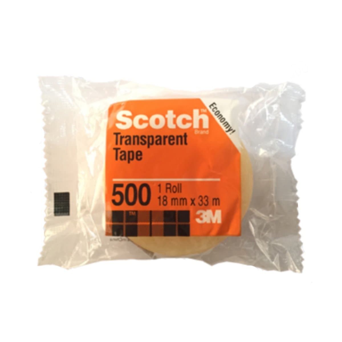 3M Scotch Transparent Tape 500 Yellow, 18mm x 33m