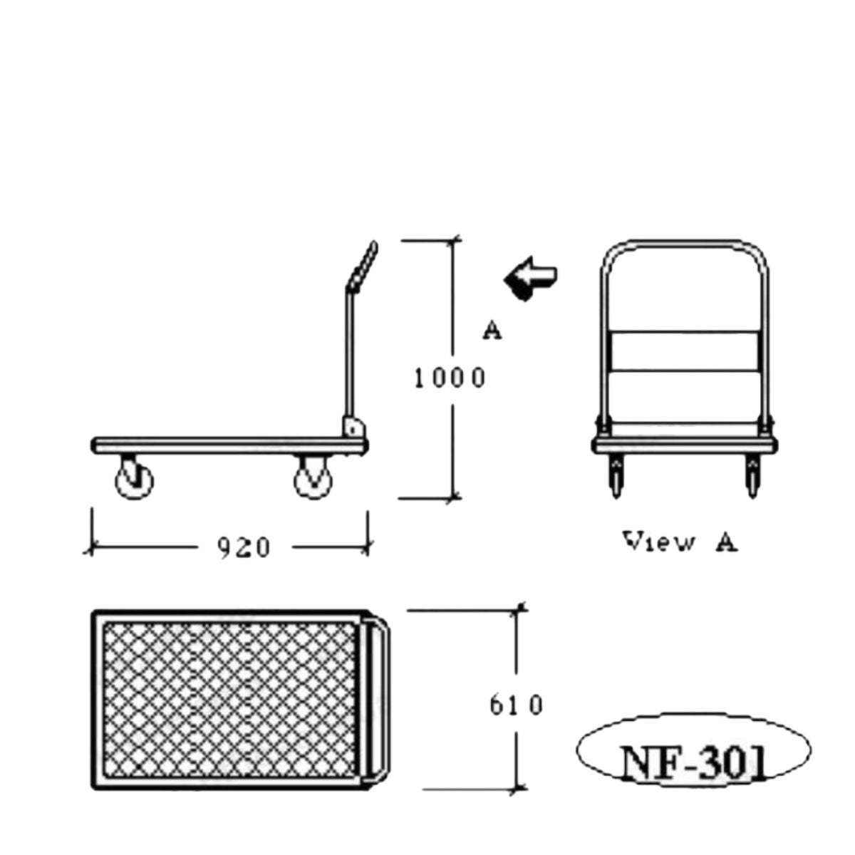 Prestar Heavy Duty Platform Trolley, Folding Handle, NF-301, 300kg Capacity