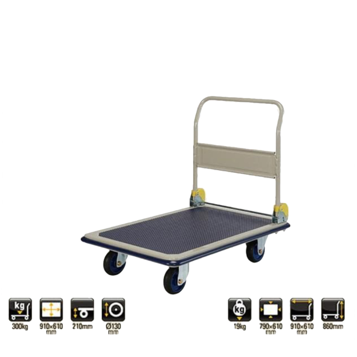 Prestar Heavy Duty Platform Trolley, Folding Handle, NF-301, 300kg Capacity
