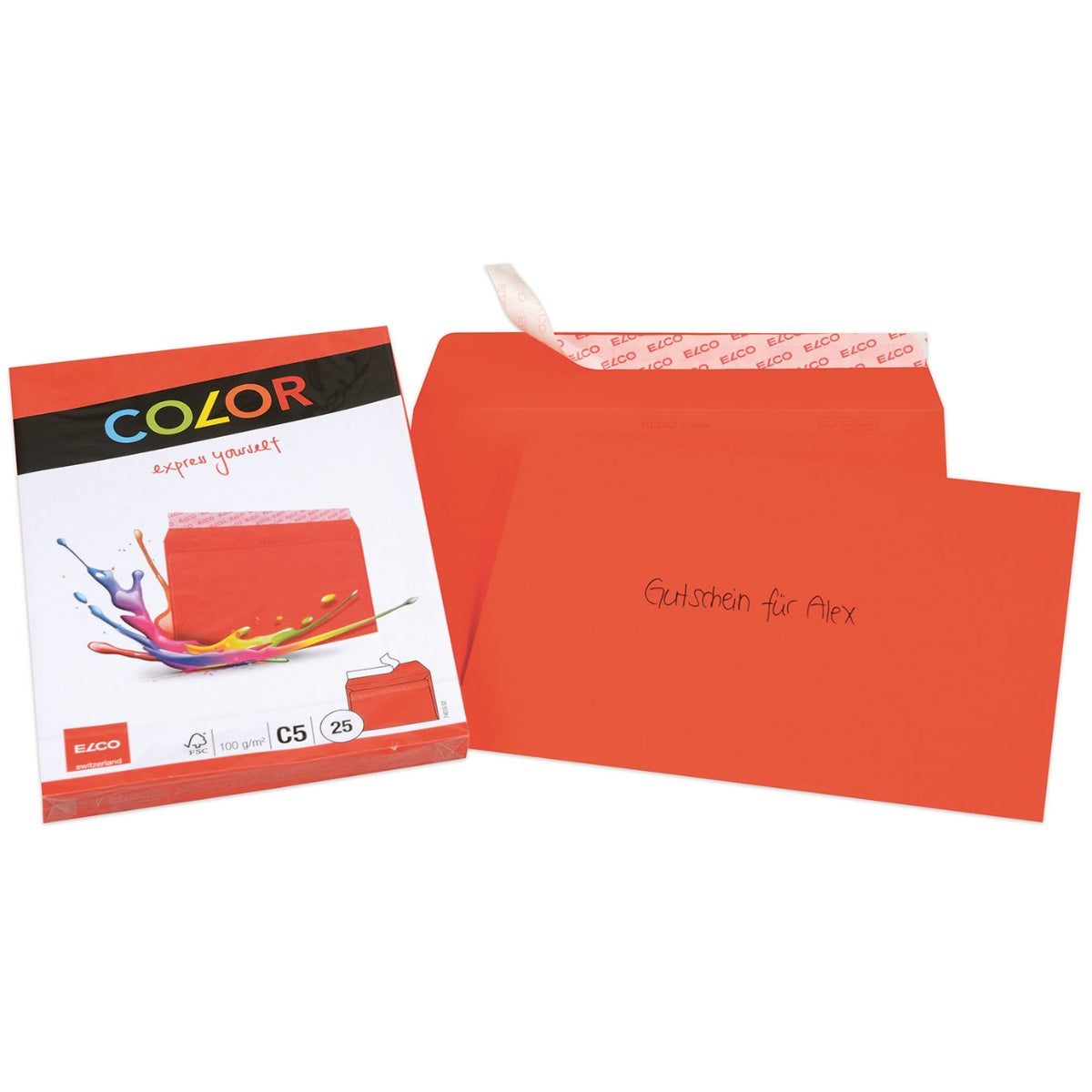 Elco Color Envelope C5, 6.5" x 9", 100g, 25/pack, Red