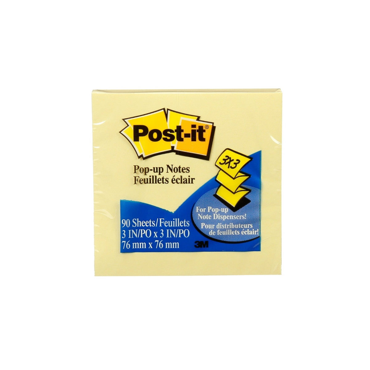 3M Post-it Pop-up Notes, Refills for Pop-up Dispensers 3x3 inches, Canary Yellow
