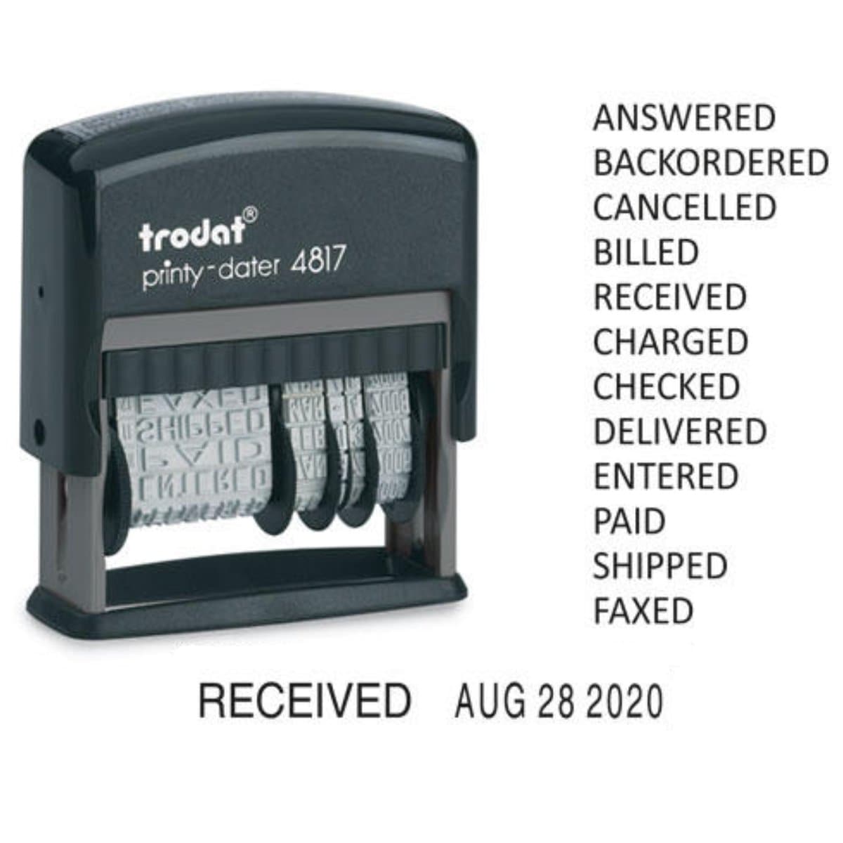 Trodat Printy-Dater 4817 Dial-a-phrase Date Stamp with 12 standard phrases
