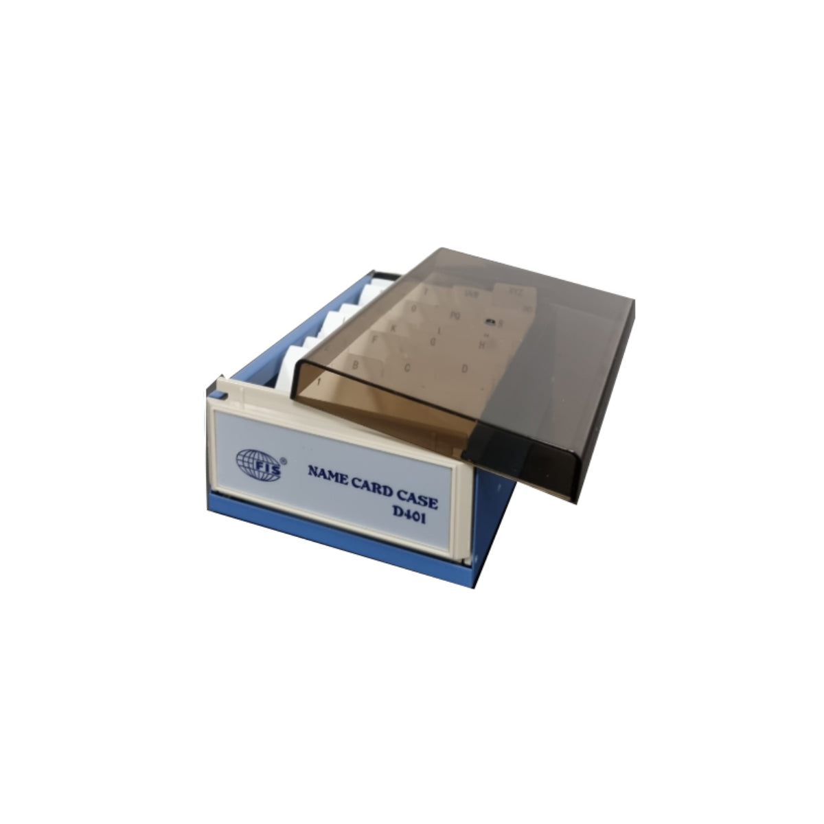 FIS Name Card Case with Index, 400 Cards, Blue