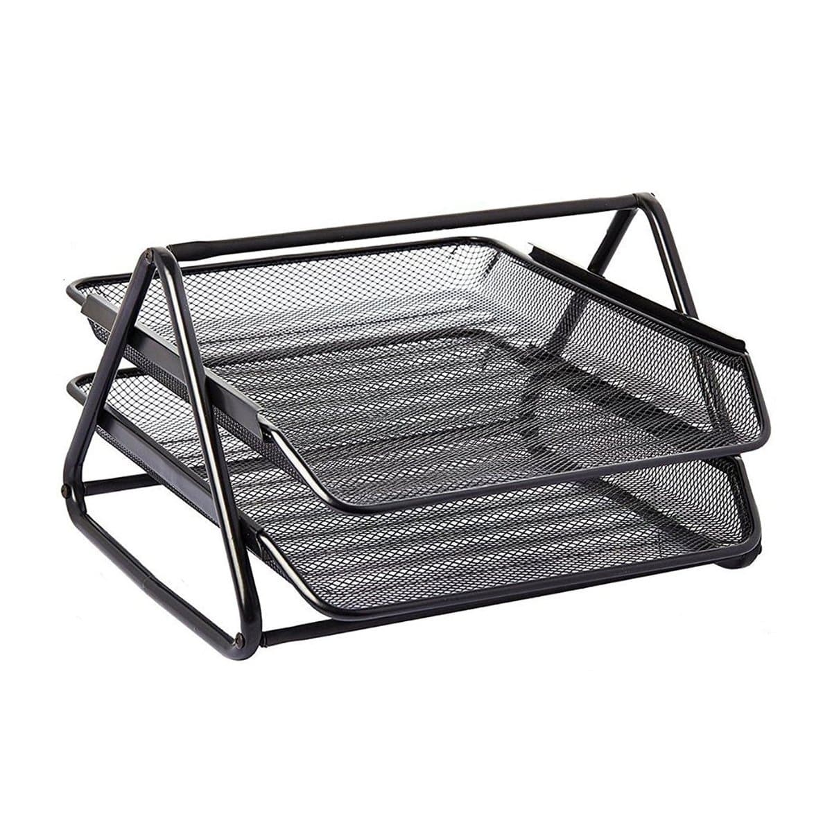 Partner Metal Mesh 2 Tier Document Tray, Black