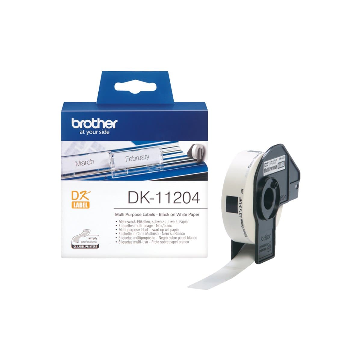 Brother DK-11204 Single Multi Purpose Labels, 17 x 54 mm, 400/roll, White
