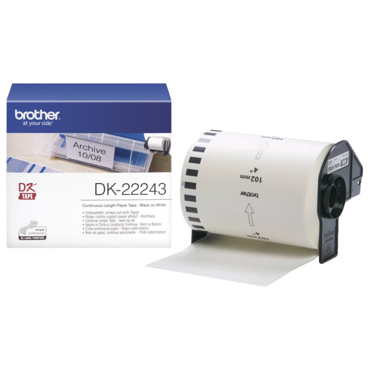 Brother DK-22243 Continuous Labels, 102 mm x 30.48 m, White
