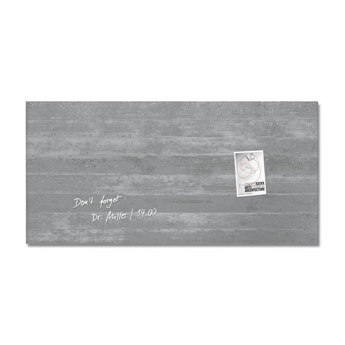 Sigel Magnetic Glass Board ARTVERUM, 91 x 46 cm, Fairfaced Concrete Design