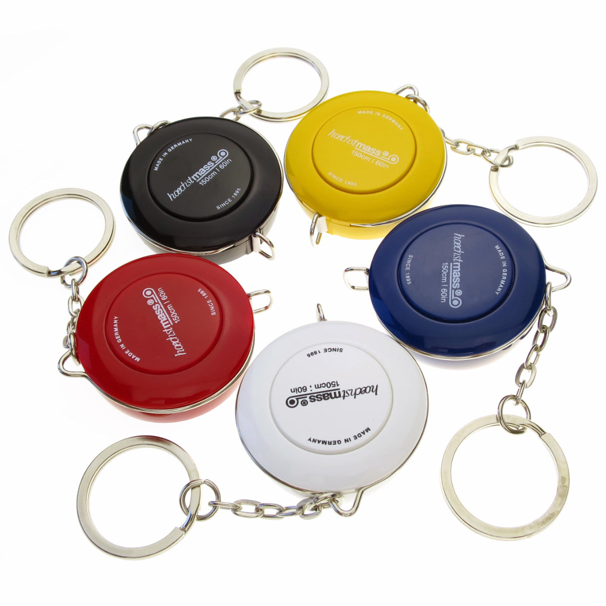 hochstmass Mini Tape Measure PICCO, retractable, soft, 150cm/60inch, on keychain, Assorted Colors