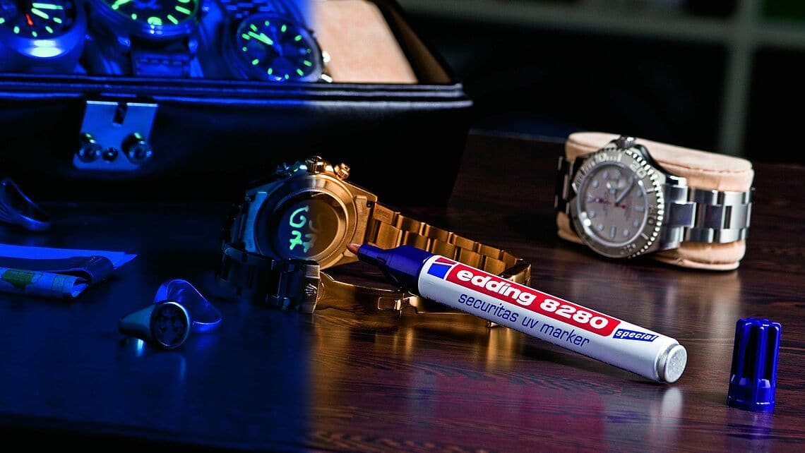 edding 8280 Securitas Invisible Fluorescent UV Marker, 1.5-3mm Bullet Tip, Transparent