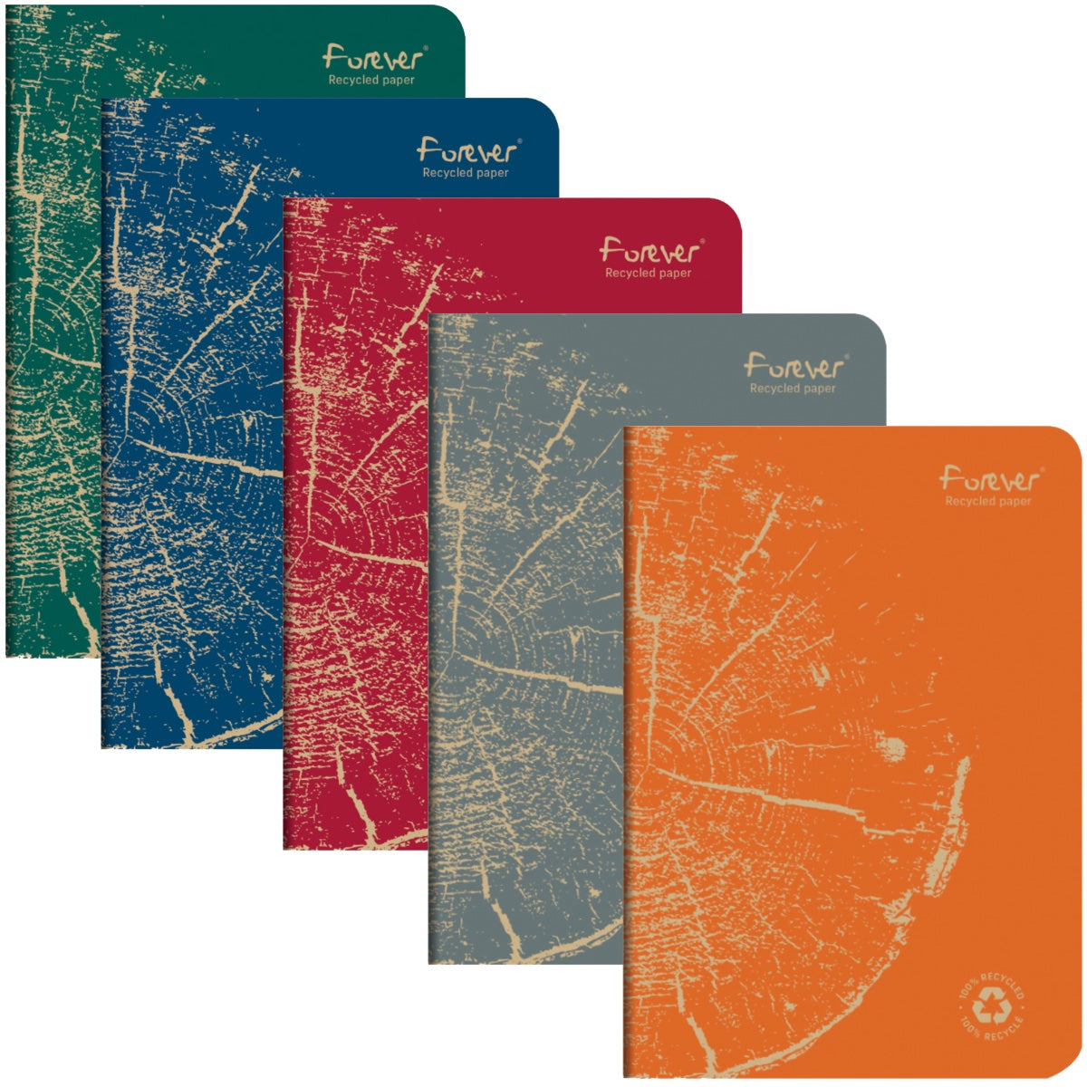 Clairefontaine Forever Premium 100% Recycled Notebook A5, Staplebound, Lined, 90gsm, 96/pages, Assorted Colors