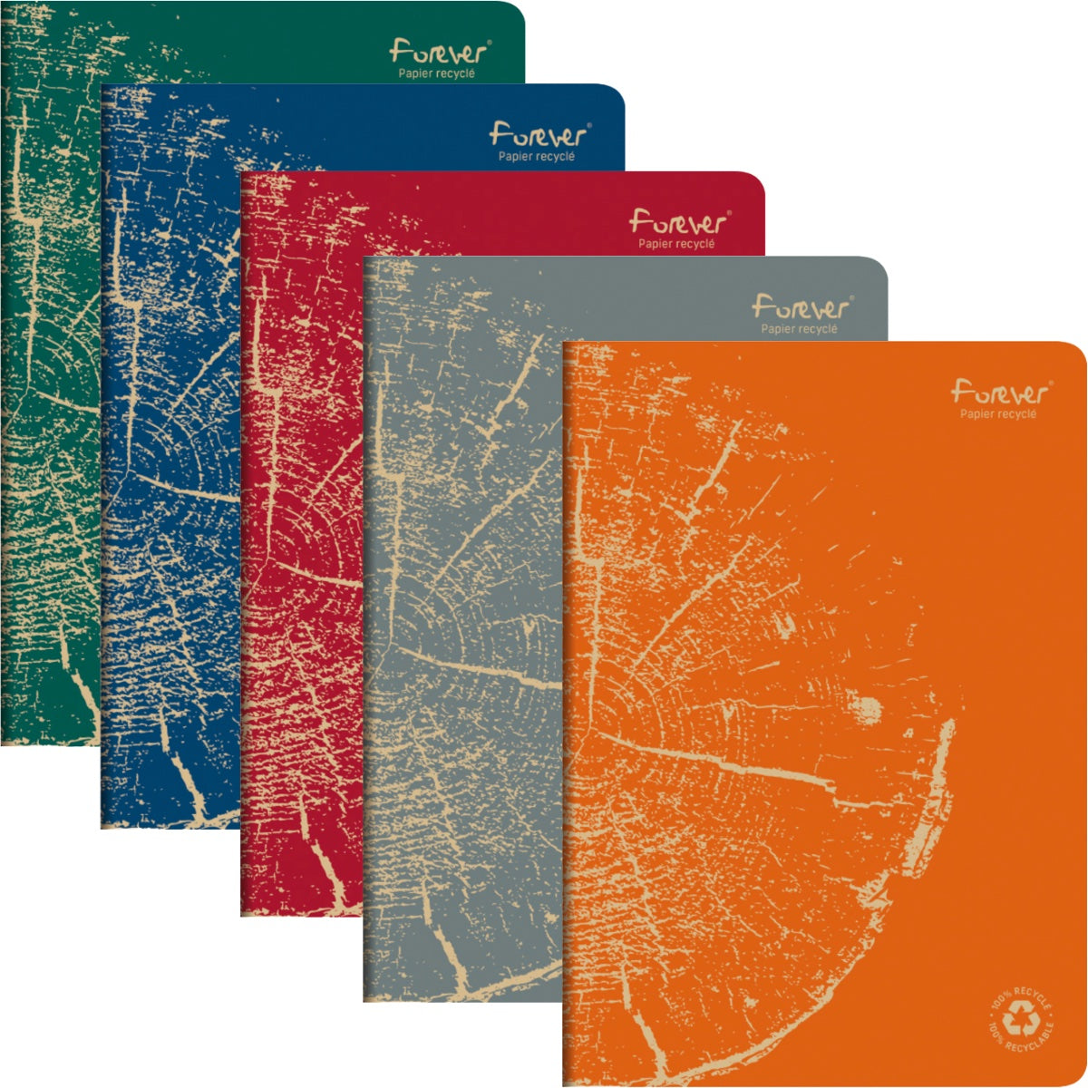 Clairefontaine Forever Premium 100% Recycled Notebook A4, Staplebound, Lined, 90gsm, 96/pages, Assorted Colors