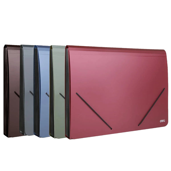 Deli Expanding File A4 with elastic fastener, 12 pockets, Assorted ...