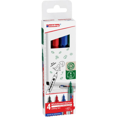 edding 361 Whiteboard/Flipchart Marker Set, 1mm Bullet Tip, 4/set