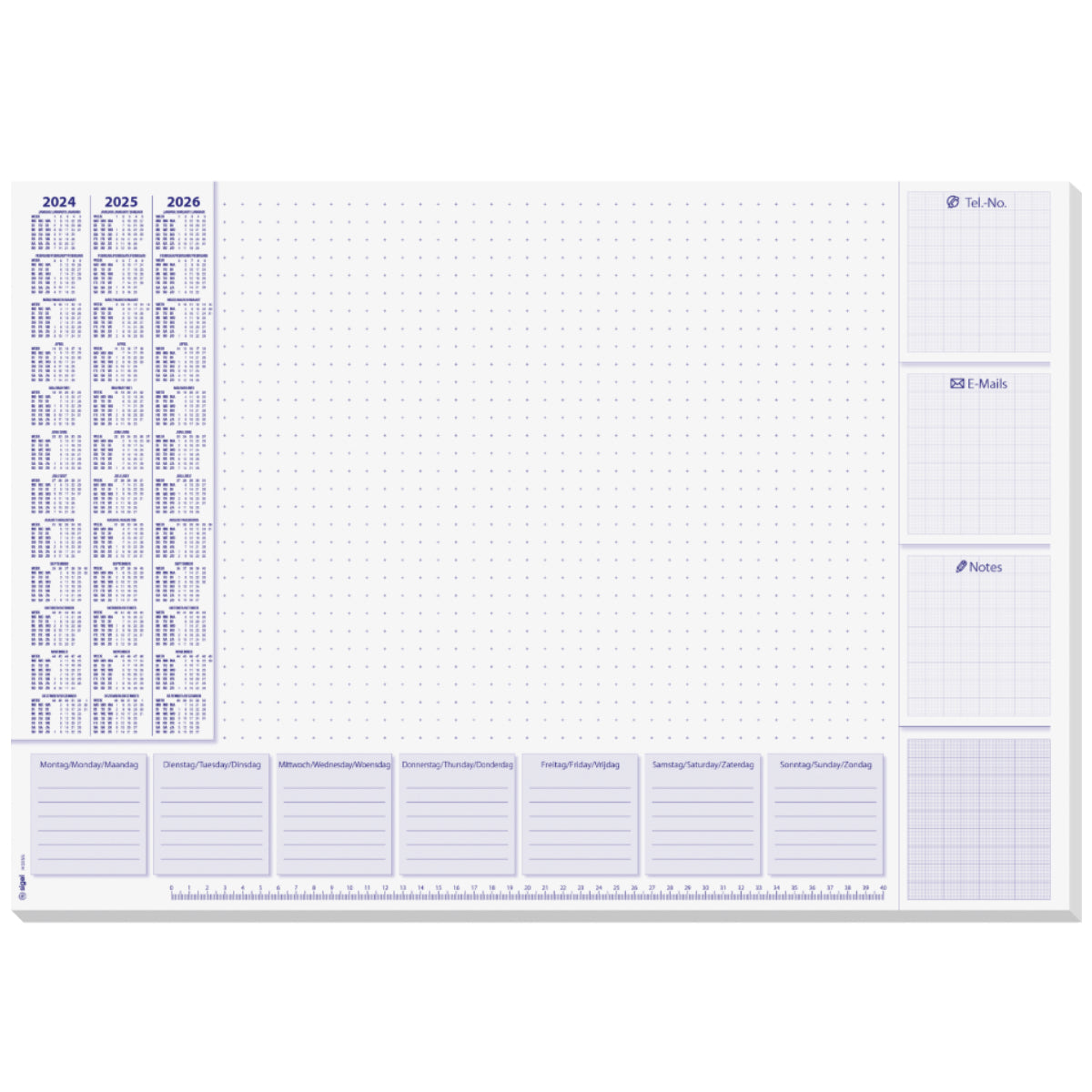 Sigel Paper Desk Pad PLANNER, 595 x 410 mm, 30sheets/pad