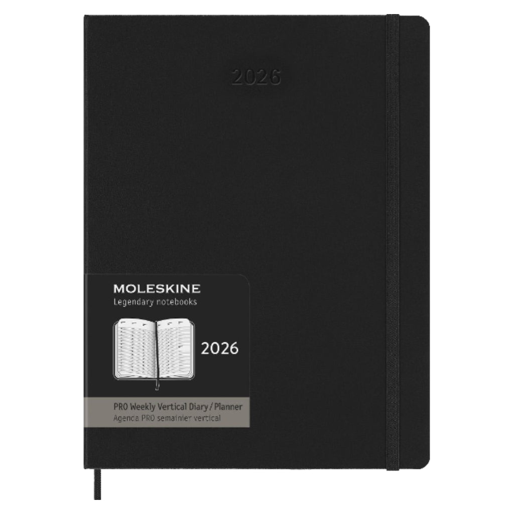 MOLESKINE 2026 Pro Weekly Vertical Notebook Diary/Planner  19 x 25.2 cm, hardcover, Black