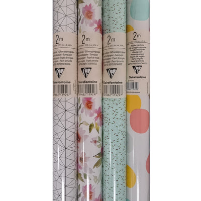 Clairefontaine Gift Wrapping Paper FANTASY, 70cm  x 2m, Assorted Colors
