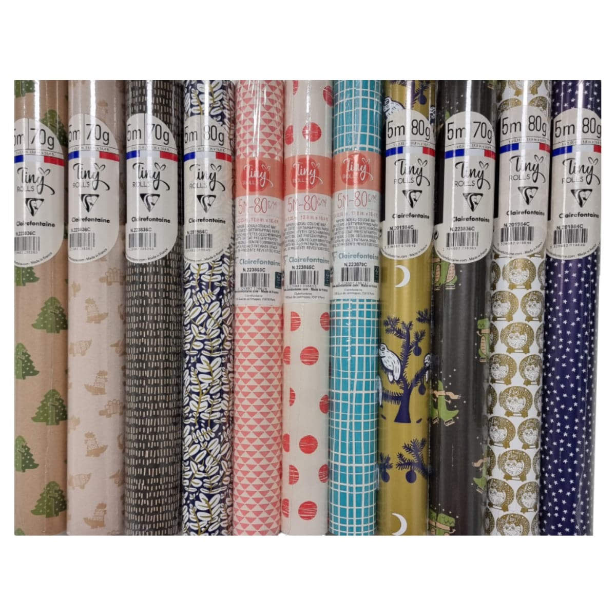 Clairefontaine Gift Wrapping Paper TINY ROLL, 35cm  x 5m, Assorted Colors, per Roll