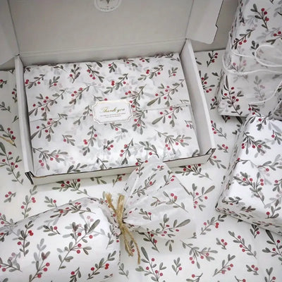 Gift Wrapping Paper Christmas Tree Seedling Floral Pattern, 10sheet/Pack