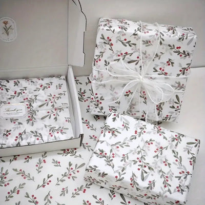 Gift Wrapping Paper Christmas Tree Seedling Floral Pattern, 10sheet/Pack