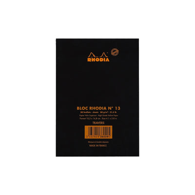 RHODIA Notepad, Lined, 80gsm, 80/pages, Black, Assorted Sizes