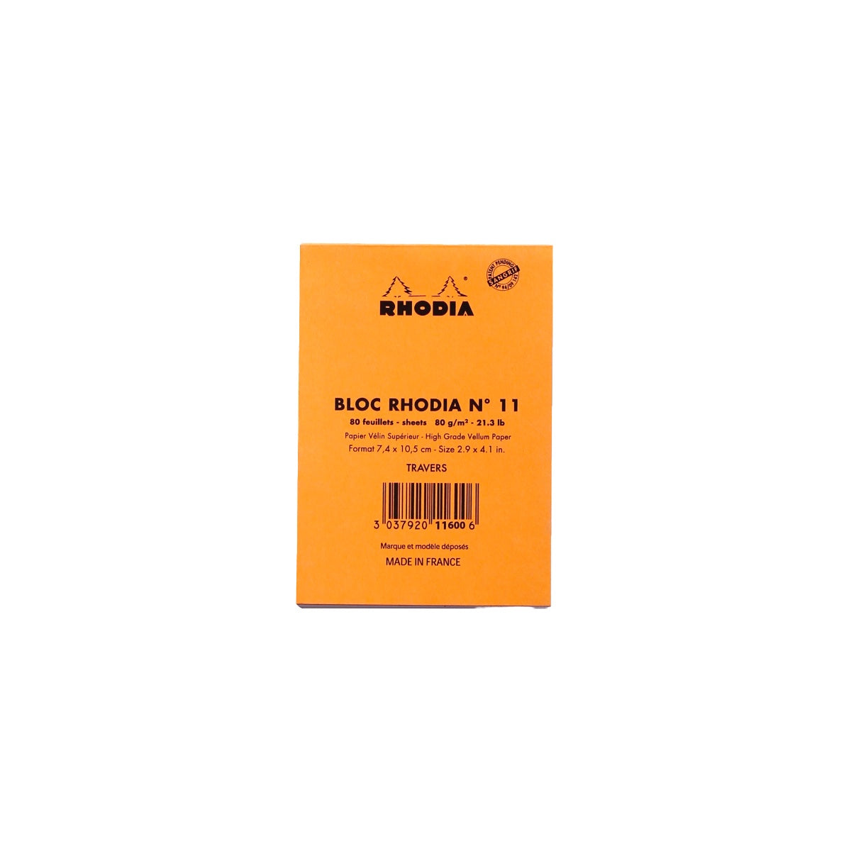 RHODIA Notepad, Lined, 80gsm, 80/pages, Orange, Assorted Sizes