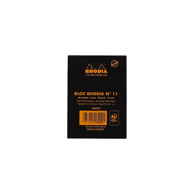 RHODIA Notepad, Lined, 80gsm, 80/pages, Black, Assorted Sizes