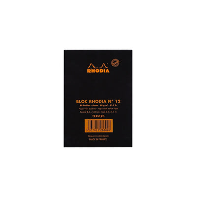 RHODIA Notepad, Lined, 80gsm, 80/pages, Black, Assorted Sizes