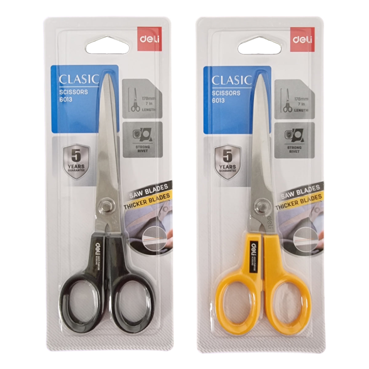 deli 6013 Scissors 178mm, 7 inches, Assorted Colors