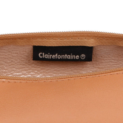 Clairefontaine Leather Round Pencil Case, Natural