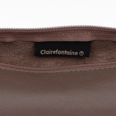 Clairefontaine Leather Round Pencil Case, Taupe