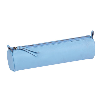 Clairefontaine Leather Round Pencil Case, Sky Blue