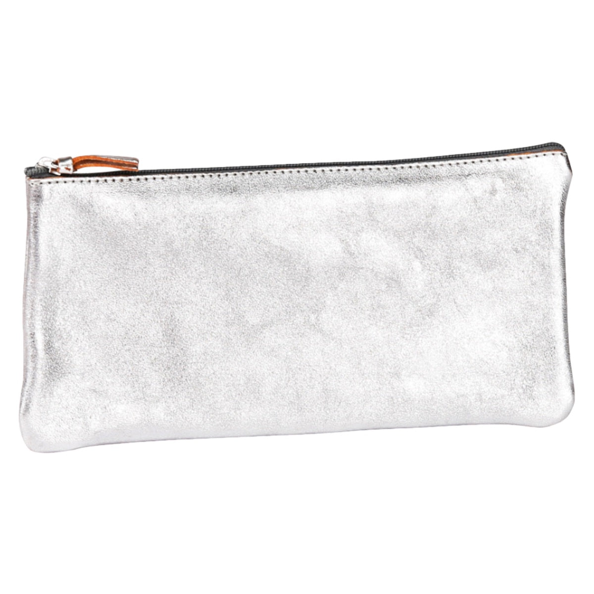 Clairefontaine Leather Flat Pencil Case, Silver Office Suppl