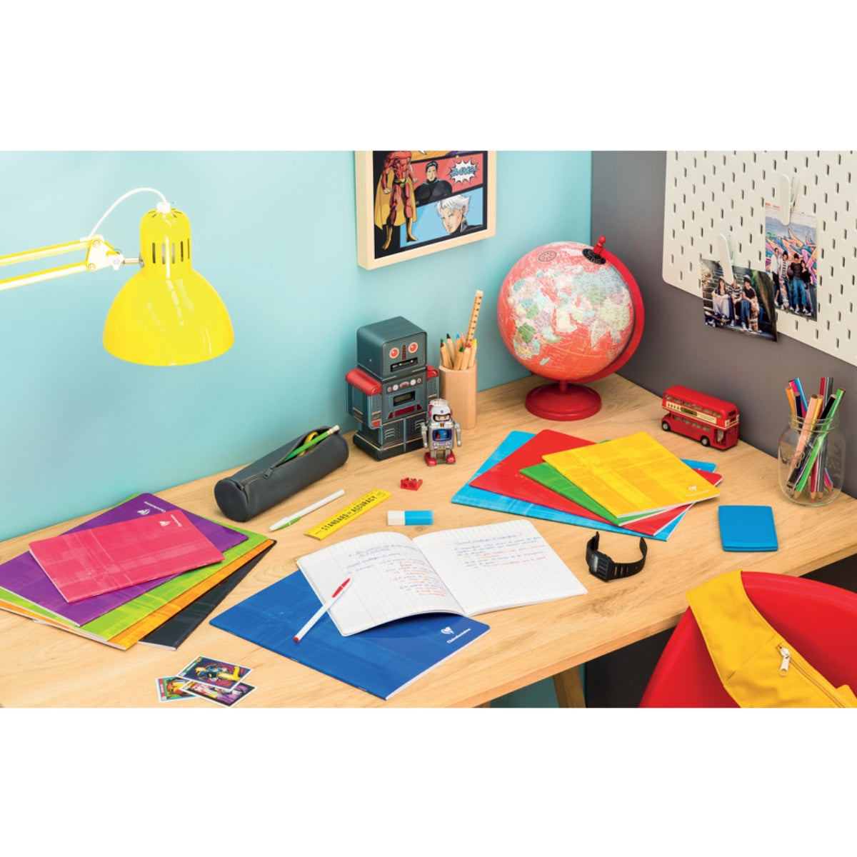 Clairefontaine Notebook A4, Staplebound, Graph Ruled, 90gsm, 48/pages, Assorted Colors